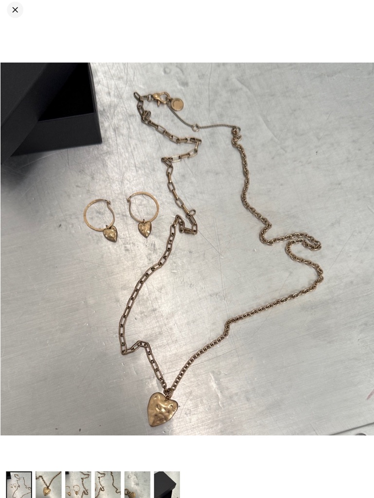 All Saints Gold-Tone Heart Pendant Necklace With Heart Hoop Earrings 20$